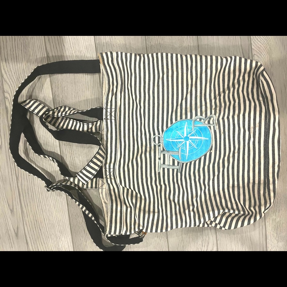 Thirty- One Twill Stripe Retro Metro Crossbody Weekender